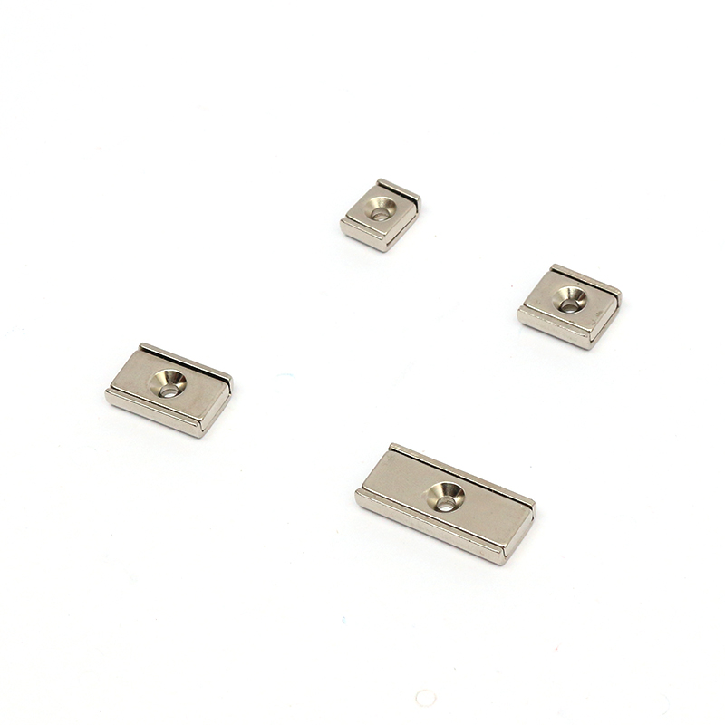 Customized High Grade Block Counter bore Rectangular Neodymium pot magnet
